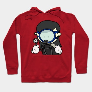 Ordinary Scuba Diving man with circular mask, Minimal cartoon, plain cute design Hoodie